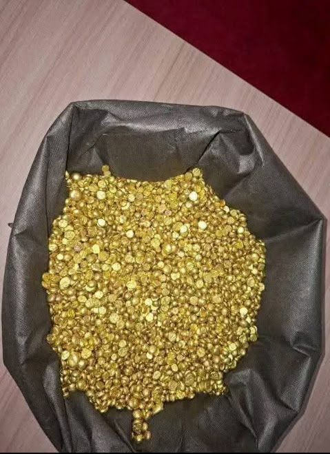 Gold granules close up